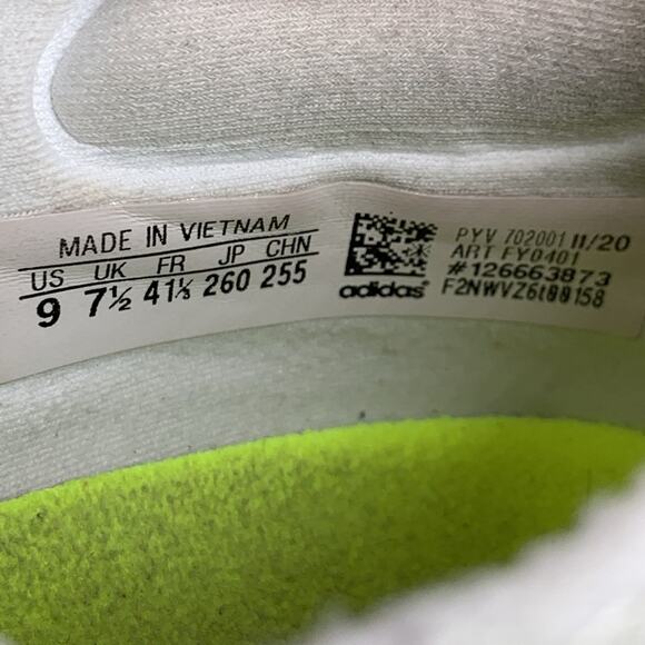 Adidas UltraBoost 21 White Solar Green Running Shoes FY0401 Women's Sz‎ 9 - Picture 10 of 10